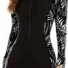 Women Zip Rash Guard Long Sleeve One Piece Splice Swimsuit UPF 50+ Tummy Control Surfing Bathing Suits Boyshort Bottom