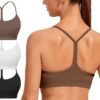 Spaghetti Strap Padded Sports Bras for Women - Y Back Yoga Workout Tops (3 Pack)