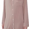 Womens Bamboo Viscose Sleep Shirt Long Sleeve Button Down Nightgowns Boyfriend Nightshirt S-XXL